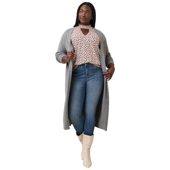 TORRID Sizes L, 1X, 3X, 4X, 5X, 6X -Choker Neck Smocked Bottom Top NEW - Picture 6 of 6